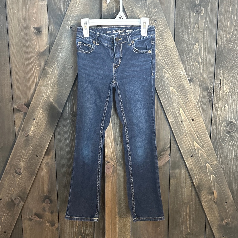 Cat & Jack Girls size 7 Dark Blue Boot Cut Jeans